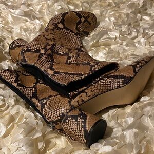 Zara Tan Snake Print Ankle Booties